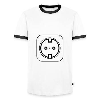 Electrical Socket Symbol Electrician - Men's Ringer Shirt - white/black - Front - AI Model Female 172 light (172cm) & AI Model Male 178 dark (178cm)