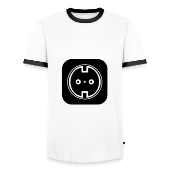 Electrical Socket Symbol Electrician - Men's Ringer Shirt - white/black - Front - AI Model Female 172 light (172cm) & AI Model Male 178 dark (178cm)