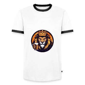 Bande dessinée de bière Lion - T-shirt contrasté Homme - blanc/noir - Devant - AI Model Female 172 light (172cm) & AI Model Male 178 dark (178cm)