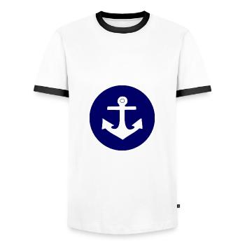 Anchor Northern Germany Sailor Sailor Captain - Men's Ringer Shirt - white/black - Front - AI Model Female 172 light (172cm) & AI Model Male 178 dark (178cm)