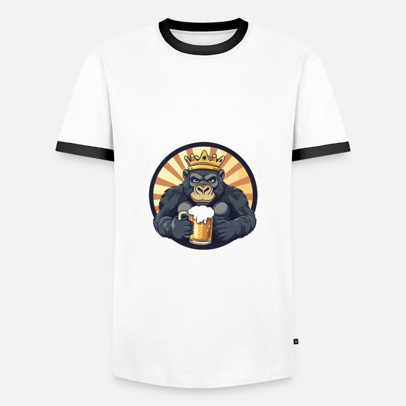 Gorilla Bier Comic - Männer Kontrast-T-Shirt - Weiß/Schwarz