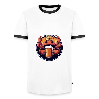 Krebs Krabbe Bier Comic - Männer Kontrast-T-Shirt - Weiß/Schwarz - Vorne - AI Model Female 172 light (172cm) & AI Model Male 178 dark (178cm)