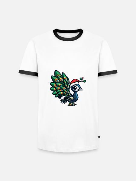 Peacock Bird Christmas - Men's Ringer Shirt - white/black