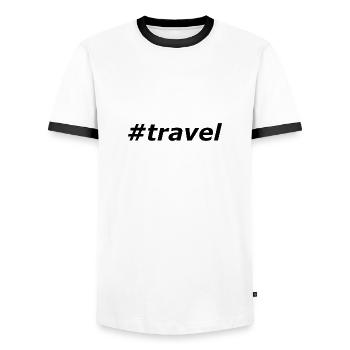 #travel - T-shirt contrasté Homme - blanc/noir - Devant - AI Model Female 172 light (172cm) & AI Model Male 178 dark (178cm)