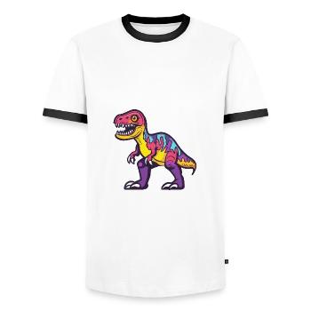 Dinosaur T-Rex Halloween Comic - Men's Ringer Shirt - white/black - Front - AI Model Female 172 light (172cm) & AI Model Male 178 dark (178cm)