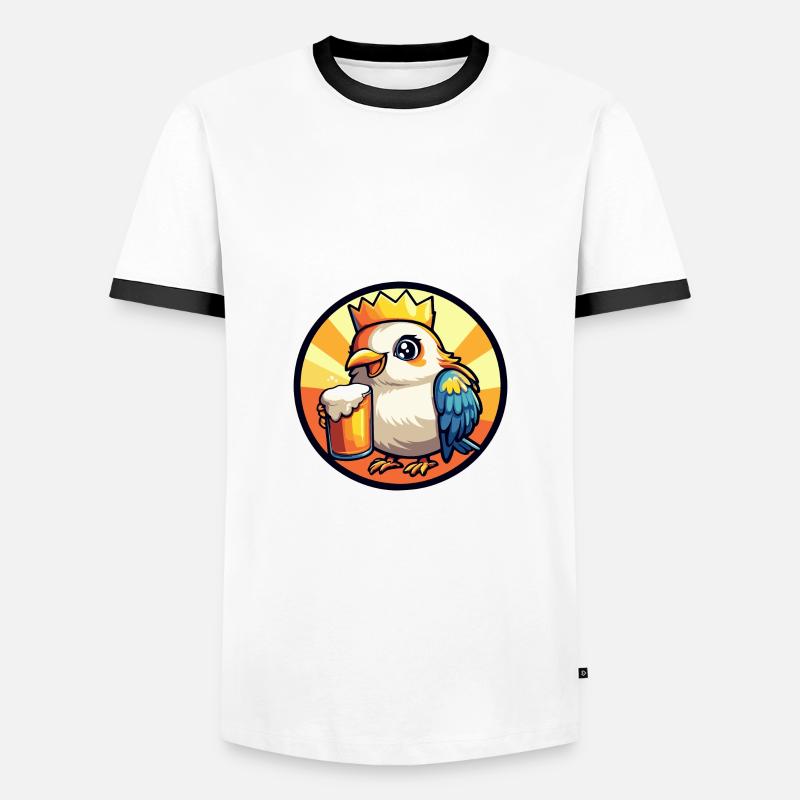 Taube Vogel Bier Comic - Männer Kontrast-T-Shirt - Weiß/Schwarz
