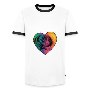 Mastiff Hund Herz Liebe - Männer Kontrast-T-Shirt - Weiß/Schwarz - Vorne - AI Model Female 172 light (172cm) & AI Model Male 178 dark (178cm)