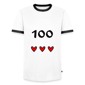 100 ANS. 100e ANNIVERSAIRE. ANNIVERSAIRE 100 ANS. - T-shirt contrasté Homme - blanc/noir - Devant - AI Model Female 172 light (172cm) & AI Model Male 178 dark (178cm)