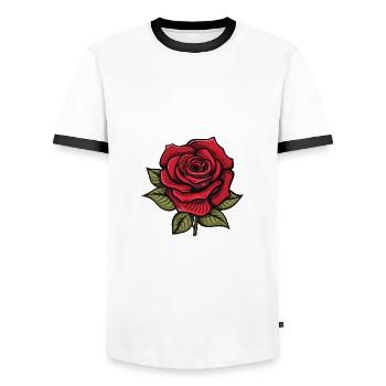 Fleur de rose - T-shirt contrasté Homme - blanc/noir - Devant - AI Model Female 172 light (172cm) & AI Model Male 178 dark (178cm)