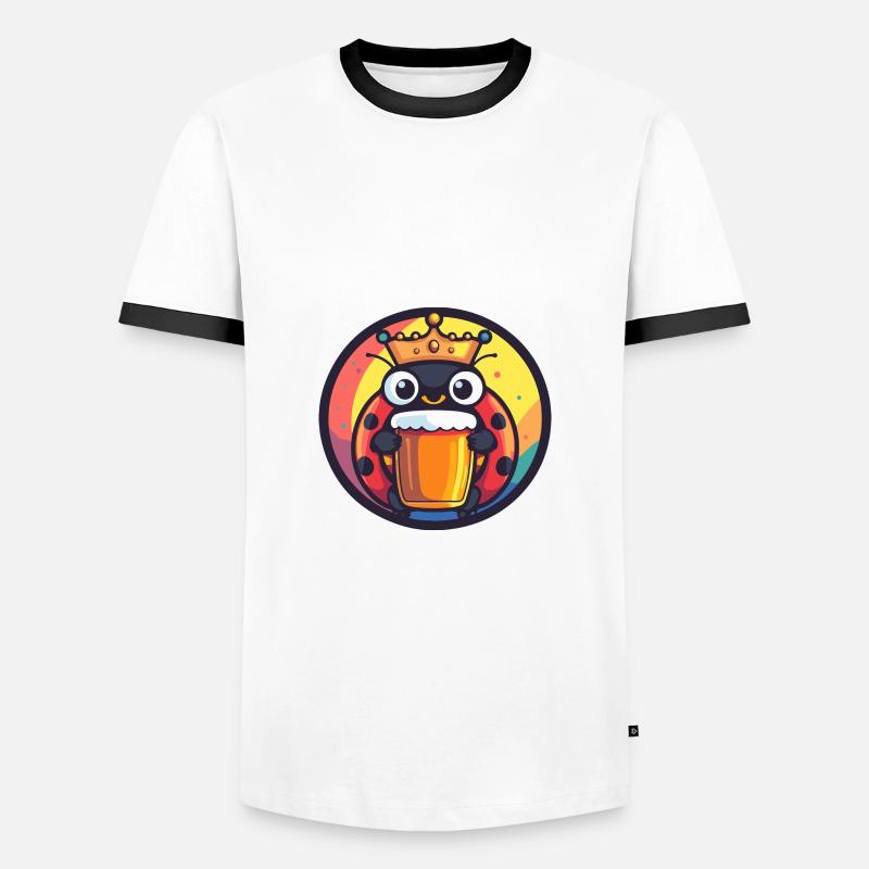 Marienkäfer Bier Comic - Männer Kontrast-T-Shirt - Weiß/Schwarz