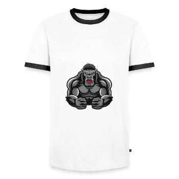 Musculation Gorilla Muscles Musculation - T-shirt contrasté Homme - blanc/noir - Devant - AI Model Female 172 light (172cm) & AI Model Male 178 dark (178cm)