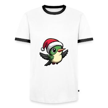 Hummingbird Bird Christmas Christmas - Men's Ringer Shirt - white/black - Front - AI Model Female 172 light (172cm) & AI Model Male 178 dark (178cm)