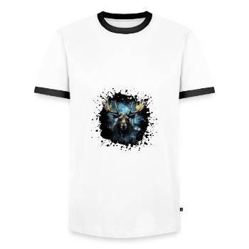 Elch Porträt - Männer Kontrast-T-Shirt - Weiß/Schwarz - Vorne - AI Model Female 172 light (172cm) & AI Model Male 178 dark (178cm)