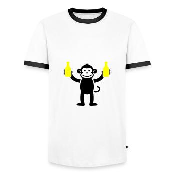 Affe Mit Bier Lustig Party - Männer Kontrast-T-Shirt - Weiß/Schwarz - Vorne - AI Model Female 172 light (172cm) & AI Model Male 178 dark (178cm)