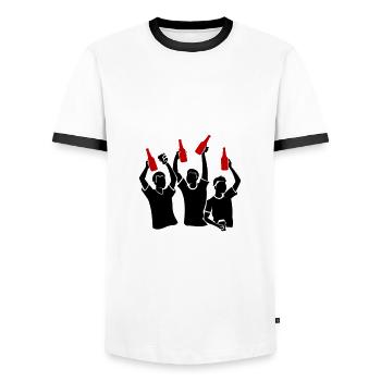 Bachelor Party Team - Men's Ringer Shirt - white/black - Front - AI Model Female 172 light (172cm) & AI Model Male 178 dark (178cm)