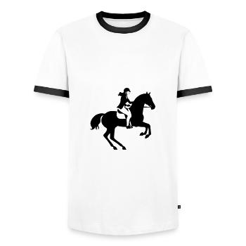 Cheval Femme Icône - T-shirt contrasté Homme - blanc/noir - Devant - AI Model Female 172 light (172cm) & AI Model Male 178 dark (178cm)