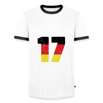 17 Number Jersey Germany - Men's Ringer Shirt - white/black - Front - AI Model Female 172 light (172cm) & AI Model Male 178 dark (178cm)