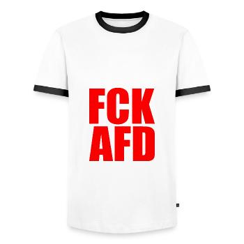 Fck afd - Männer Kontrast-T-Shirt - Weiß/Schwarz - Vorne - AI Model Female 172 light (172cm) & AI Model Male 178 dark (178cm)