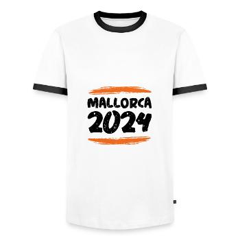 Mallorca 2024 - Männer Kontrast-T-Shirt - Weiß/Schwarz - Vorne - AI Model Female 172 light (172cm) & AI Model Male 178 dark (178cm)