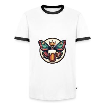 Bande dessinée de bière papillon - T-shirt contrasté Homme - blanc/noir - Devant - AI Model Female 172 light (172cm) & AI Model Male 178 dark (178cm)