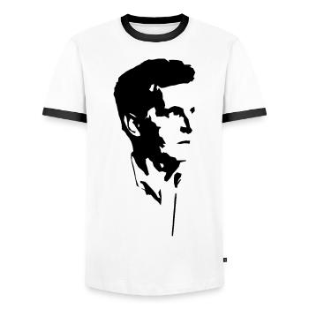 Ludwig Wittgenstein - Männer Kontrast-T-Shirt - Weiß/Schwarz - Vorne - AI Model Female 172 light (172cm) & AI Model Male 178 dark (178cm)