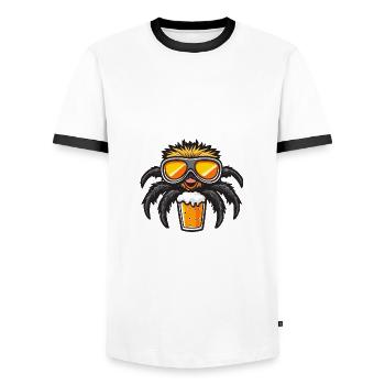 Tarantula Ski Bier Spinne - Männer Kontrast-T-Shirt - Weiß/Schwarz - Vorne - AI Model Female 172 light (172cm) & AI Model Male 178 dark (178cm)