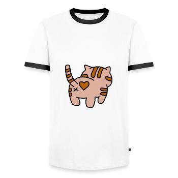 Cat Butt Disliked - Men's Ringer Shirt - white/black - Front - AI Model Female 172 light (172cm) & AI Model Male 178 dark (178cm)