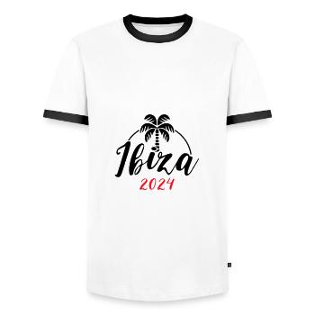 Ibiza 2024 - T-shirt contrasté Homme - blanc/noir - Devant - AI Model Female 172 light (172cm) & AI Model Male 178 dark (178cm)