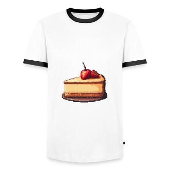 Cheesecake Pixel - T-shirt contrasté Homme - blanc/noir - Devant - AI Model Female 172 light (172cm) & AI Model Male 178 dark (178cm)