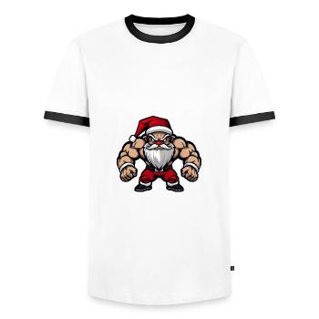 Père Noël Muscles Musculation - T-shirt contrasté Homme - blanc/noir - Devant - AI Model Female 172 light (172cm) & AI Model Male 178 dark (178cm)