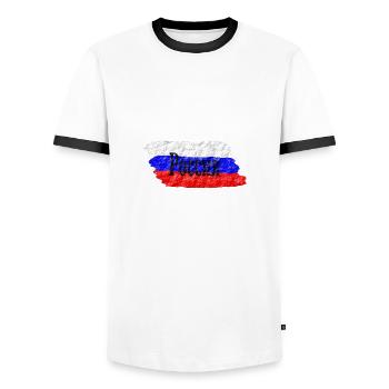 Russie - T-shirt contrasté Homme - blanc/noir - Devant - AI Model Female 172 light (172cm) & AI Model Male 178 dark (178cm)