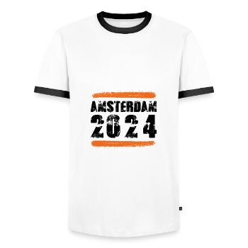 Amsterdam 2024 Team - Men's Ringer Shirt - white/black - Front - AI Model Female 172 light (172cm) & AI Model Male 178 dark (178cm)