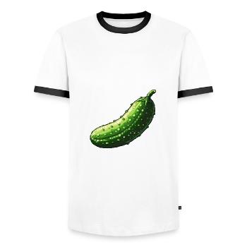 Gurke Pixel Gamer - Männer Kontrast-T-Shirt - Weiß/Schwarz - Vorne - AI Model Female 172 light (172cm) & AI Model Male 178 dark (178cm)