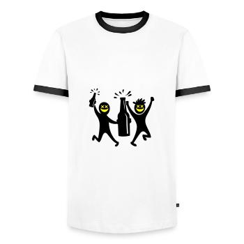 Fête Équipe Bière Enterrement de vie de jeune fille - T-shirt contrasté Homme - blanc/noir - Devant - AI Model Female 172 light (172cm) & AI Model Male 178 dark (178cm)