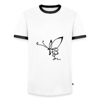 Papillon Libre Printemps - T-shirt contrasté Homme - blanc/noir - Devant - AI Model Female 172 light (172cm) & AI Model Male 178 dark (178cm)