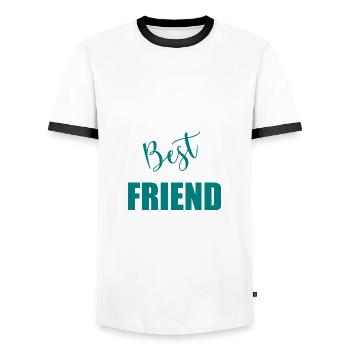 BEST FRIEND - T-shirt contrasté Homme - blanc/noir - Devant - AI Model Female 172 light (172cm) & AI Model Male 178 dark (178cm)