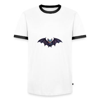 Bat / Vampire / Dracula / Animal / Halloween - Men's Ringer Shirt - white/black - Front - AI Model Female 172 light (172cm) & AI Model Male 178 dark (178cm)
