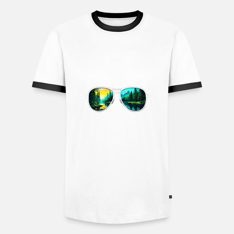 Sunglasses / Reflection / Forest / Reflection - Men's Ringer Shirt - white/black