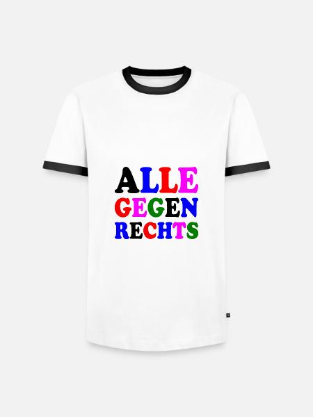 Alle gegen rechts - Männer Kontrast-T-Shirt - Weiß/Schwarz