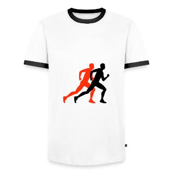 Running Marathon Man Icon - Men's Ringer Shirt - white/black - Front - AI Model Female 172 light (172cm) & AI Model Male 178 dark (178cm)