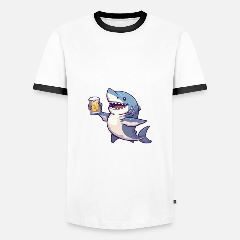 Hai Bier Comic Party - Männer Kontrast-T-Shirt - Weiß/Schwarz