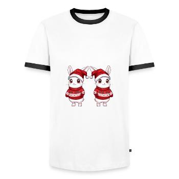 Bunny Christmas Team - Men's Ringer Shirt - white/black - Front - AI Model Female 172 light (172cm) & AI Model Male 178 dark (178cm)