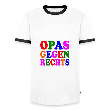 Opas gegen rechts - Männer Kontrast-T-Shirt - Weiß/Schwarz - Vorne - AI Model Female 172 light (172cm) & AI Model Male 178 dark (178cm)