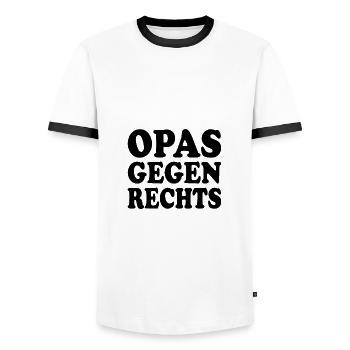 Opas gegen rechts - Männer Kontrast-T-Shirt - Weiß/Schwarz - Vorne - AI Model Female 172 light (172cm) & AI Model Male 178 dark (178cm)