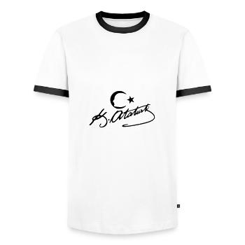 Atatürk Sign - Men's Ringer Shirt - white/black - Front - AI Model Female 172 light (172cm) & AI Model Male 178 dark (178cm)