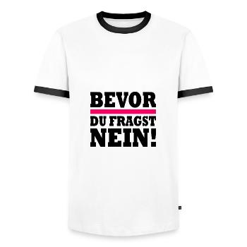 Bevor du fragst nein - Männer Kontrast-T-Shirt - Weiß/Schwarz - Vorne - AI Model Female 172 light (172cm) & AI Model Male 178 dark (178cm)