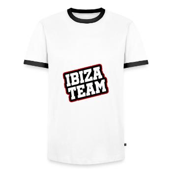 Ibiza Team - Men's Ringer Shirt - white/black - Front - AI Model Female 172 light (172cm) & AI Model Male 178 dark (178cm)