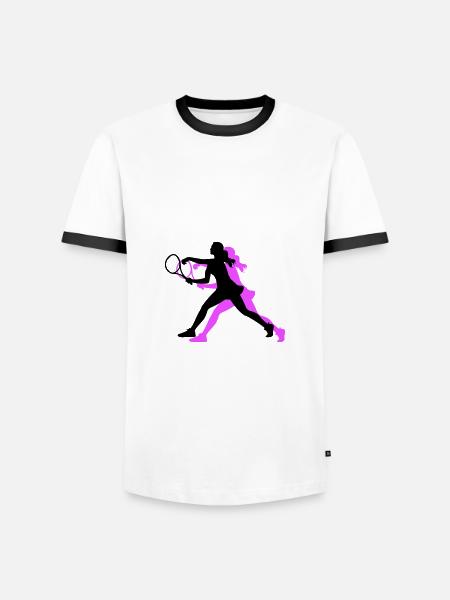 Tennis Spielerin Symbol - Männer Kontrast-T-Shirt - Weiß/Schwarz