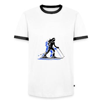 Ski Fahren Skiing Frau Symbol - Männer Kontrast-T-Shirt - Weiß/Schwarz - Vorne - AI Model Female 172 light (172cm) & AI Model Male 178 dark (178cm)
