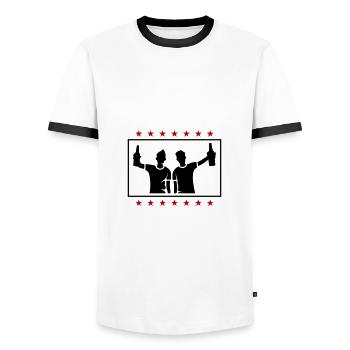 Bachelor Party Party Team - Men's Ringer Shirt - white/black - Front - AI Model Female 172 light (172cm) & AI Model Male 178 dark (178cm)